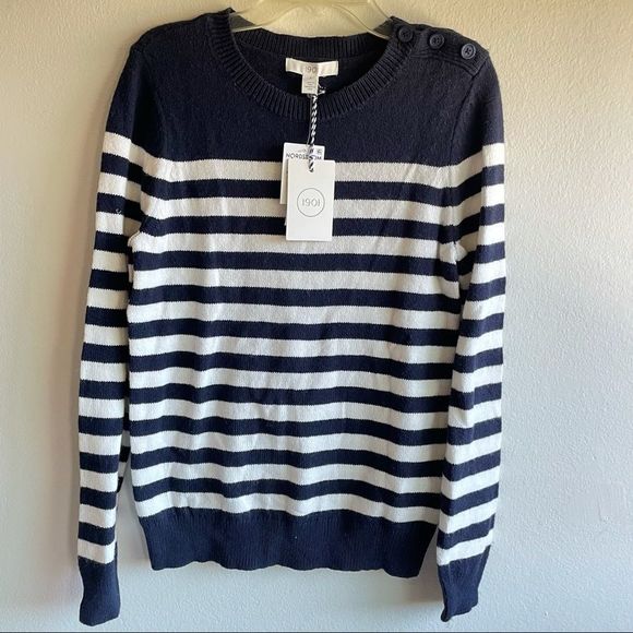 1901 Sweaters - Women’s 1901 Navy & Ivory Striped Sweater